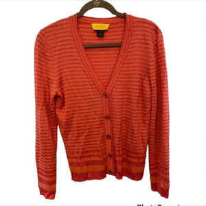 St. John Yellow Tag Striped Cardigan Sweater